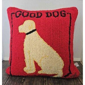 Chandler 4 Corners Hand Hooked Wool Golden Retriever Throw Pillow